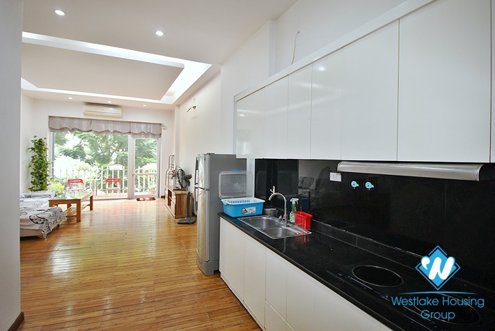 Lake view and modern furniture apartment for rent in Yen Phu village.